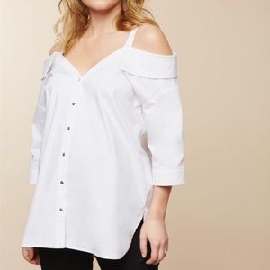 White Cold Shoulder Knit Top
